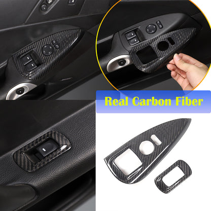 Real Dry Carbon Fiber Window Lift Switch Frame Trim For Corvette C6 2005-2013 2