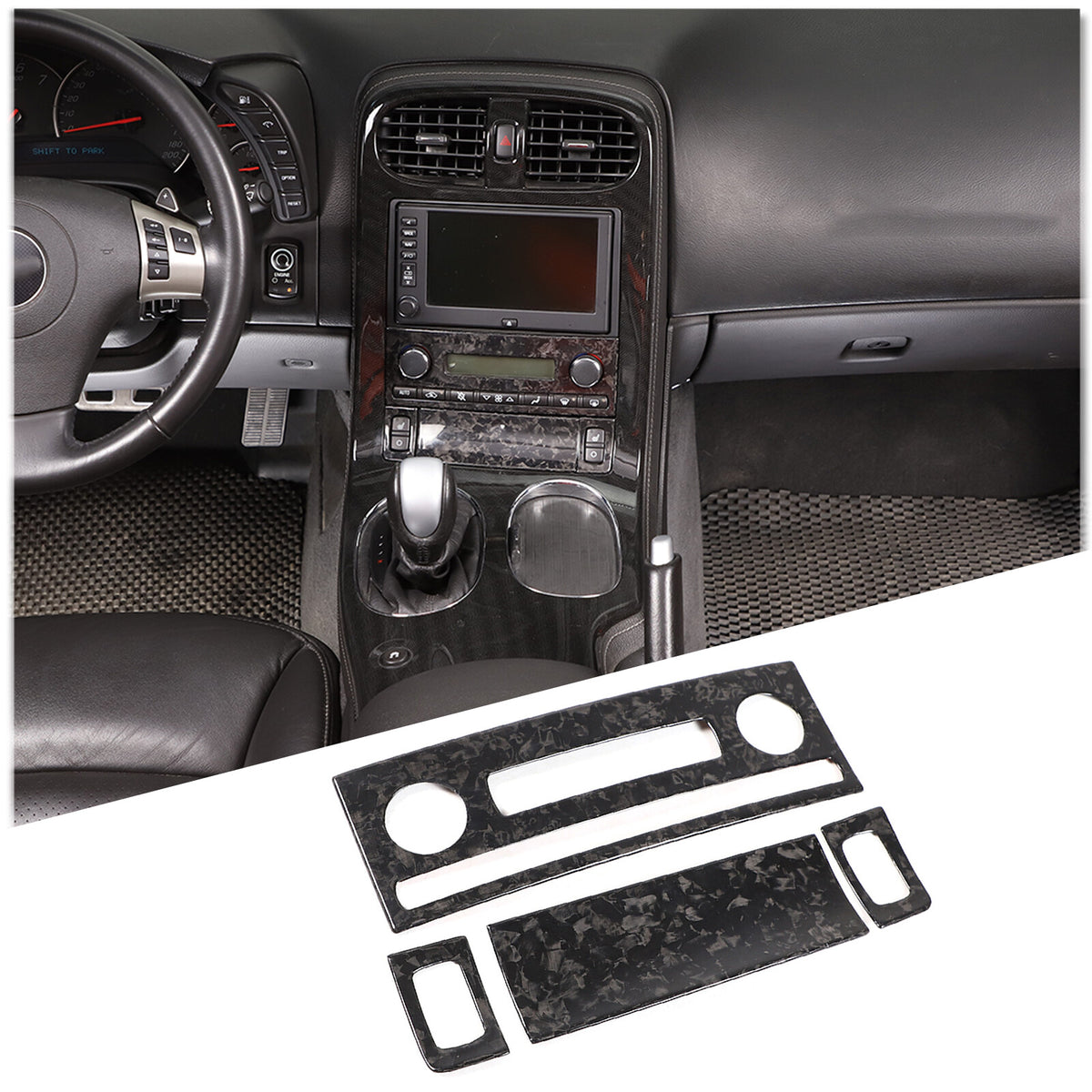 Forged Real Carbon Fiber Full Interior Set Decor Cover Trim Kit for Corvette C6 131