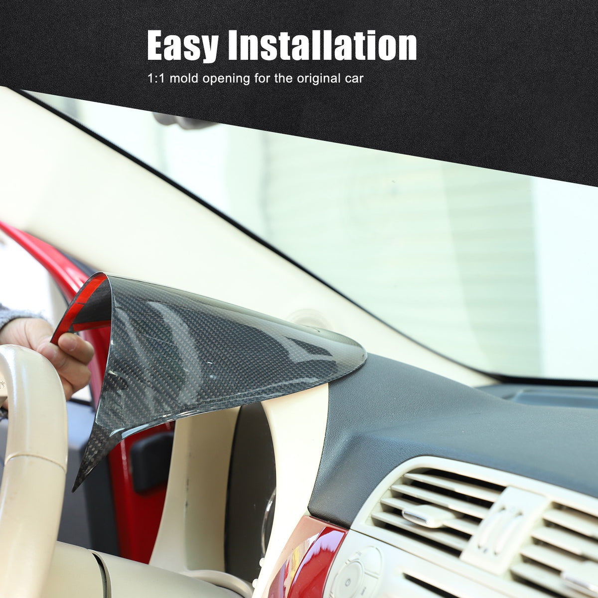Real Carbon Fiber Dashboard Instrument Upper Trim For Fiat 500 312 2007-15 22