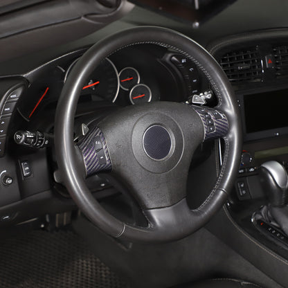 Real Carbon Fiber Steering Wheel Button Cover Trim For Corvette C6 2005-2013 14