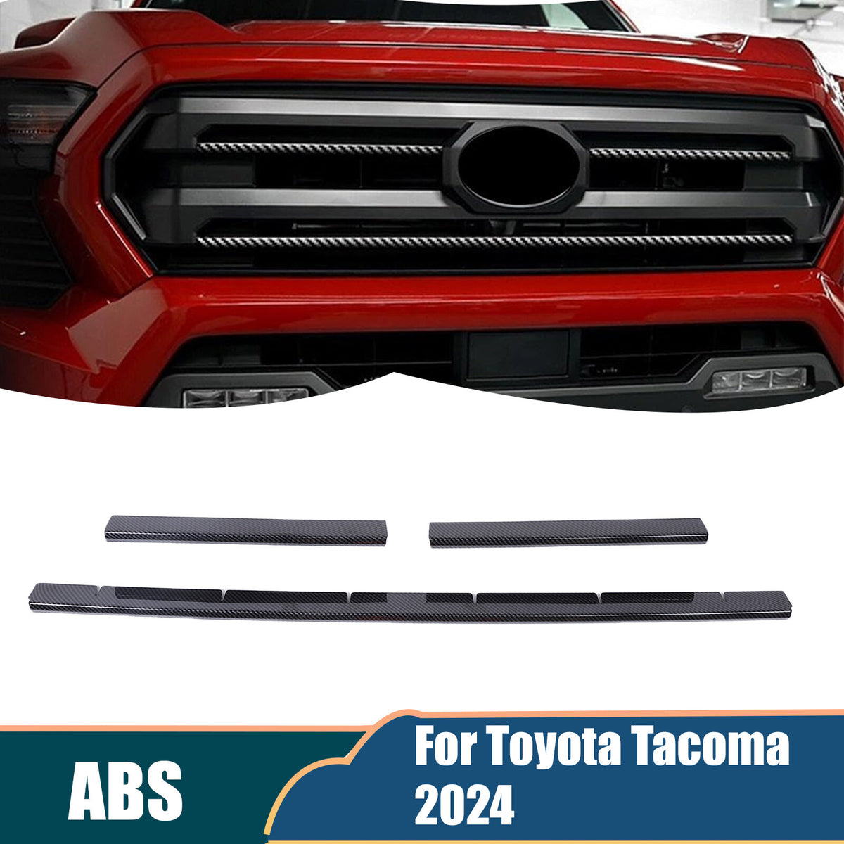 Carbon Fiber ABS Front Grille Grill Cover Molding Trim For Toyota Tacoma 2024 US 2