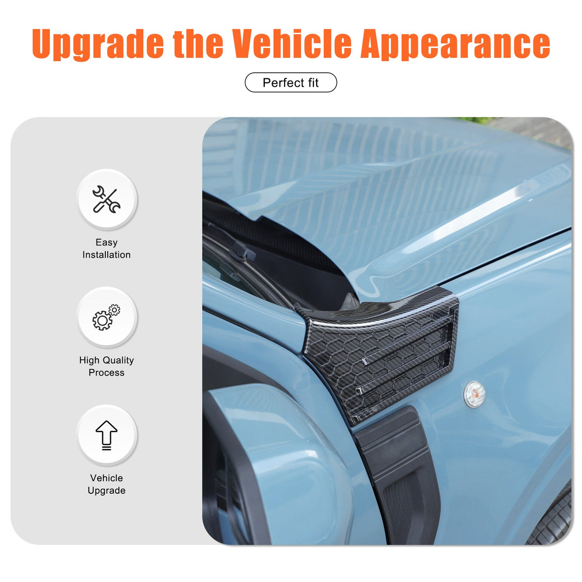 Carbon Fiber ABS Side Fender Upper Trim For Ford Maverick 2022+ US 16