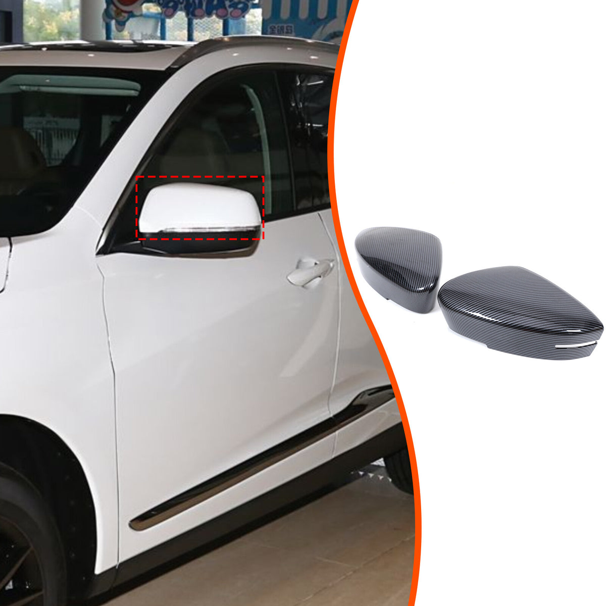 Carbon Fiber ABS Exterior Mirror Cover Trim For Acura MDX 2022-2024 7