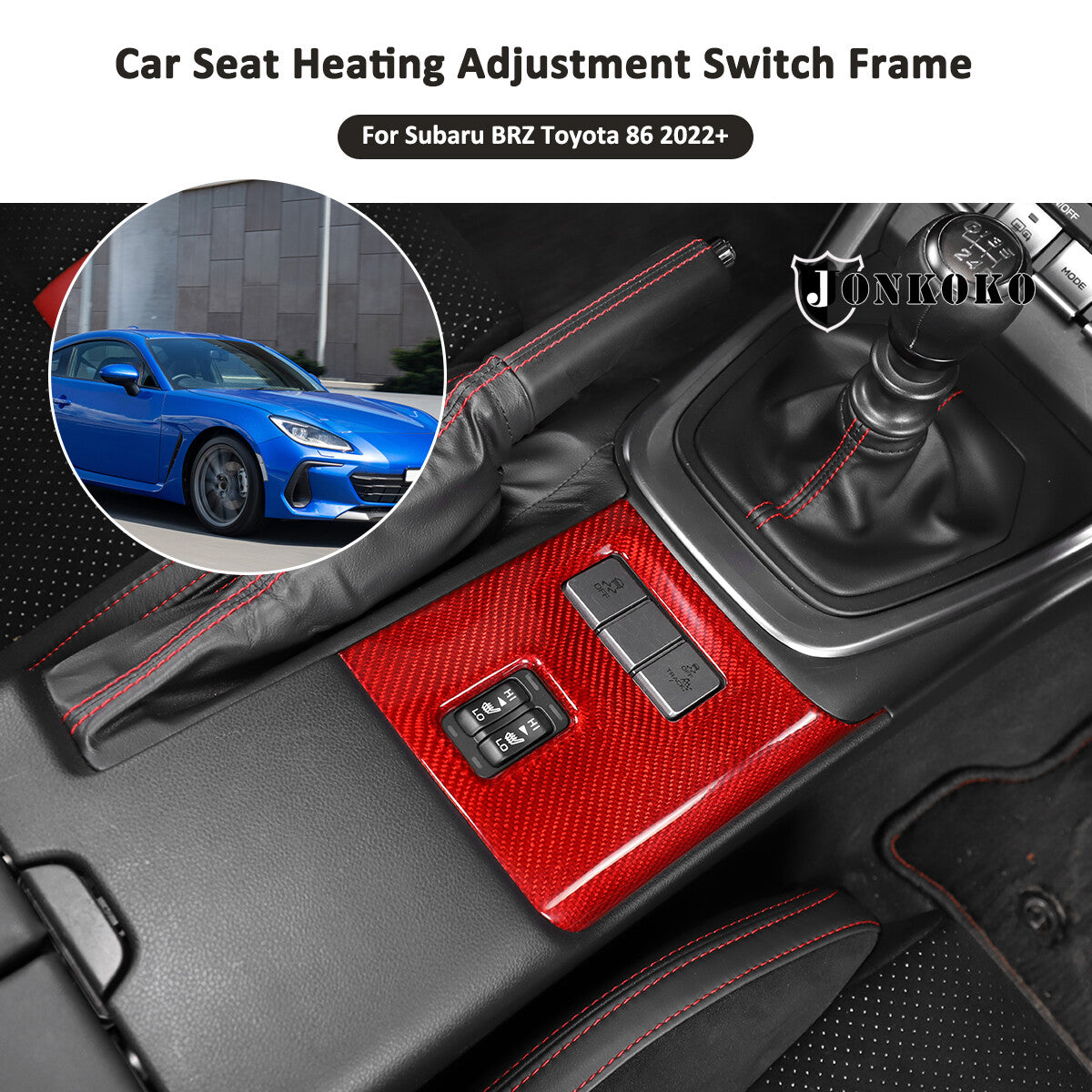 Red Real Carbon Fiber Interior Center Console Trim Set Kit For Subaru BRZ 22+ 206