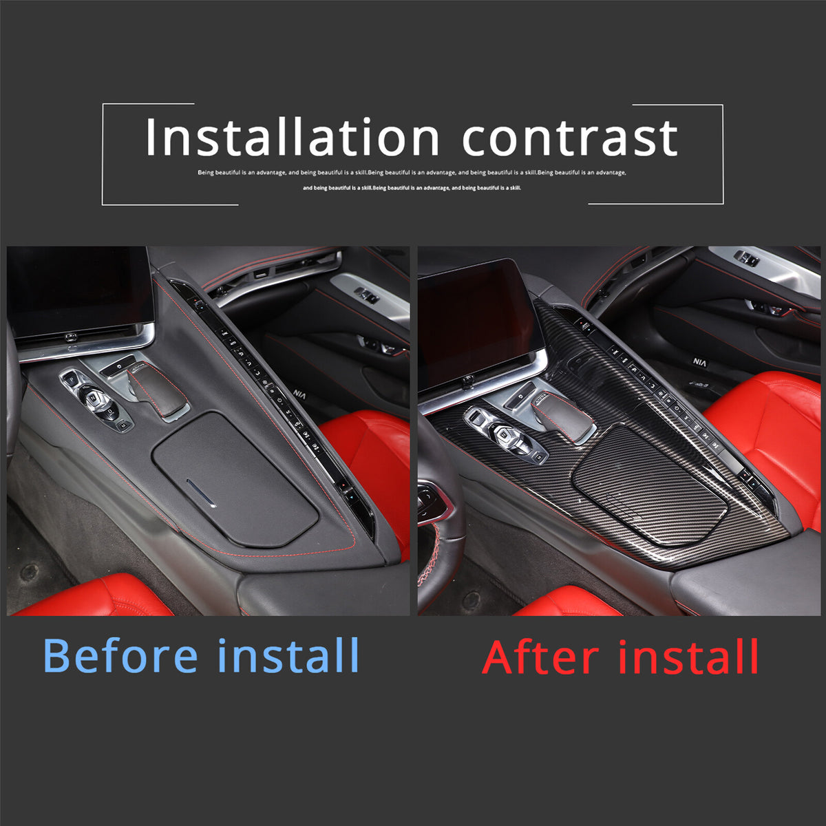 ABS Carbon Fiber Interior Center Console Cover Trim Kit For Corvette C8 2020-26 18