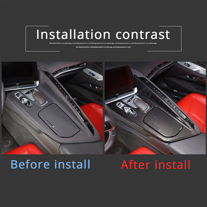 ABS Carbon Fiber Interior Center Console Cover Trim Kit For Corvette C8 2020-26 18