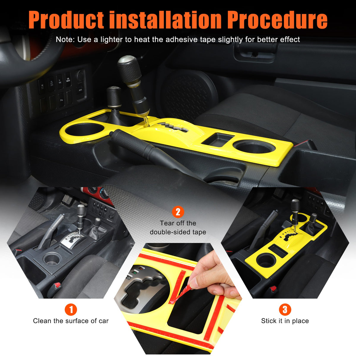 Yellow ABS Shift Panel Frame For Toyota FJ Cruiser 2007-2021 24