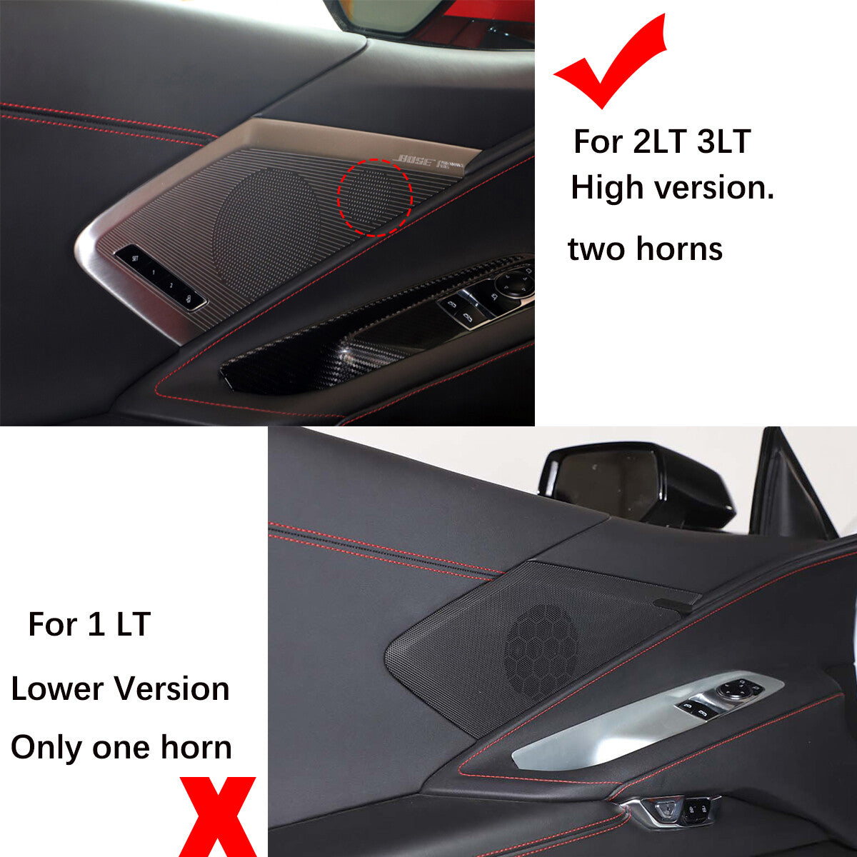 Real Carbon Fiber Side Door Speaker Cover Horn For C8 Corvette 2LT 3LT 2020-26 3