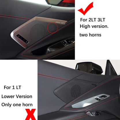 Real Carbon Fiber Side Door Speaker Cover Horn For C8 Corvette 2LT 3LT 2020-26 3