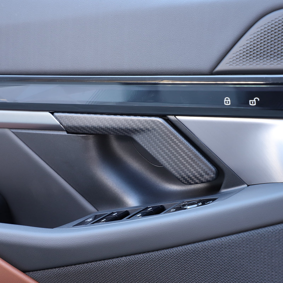 Matte Real Carbon Fiber Inner Door Handle Cover Trim For BMW 5 Series G60 2024+ 17