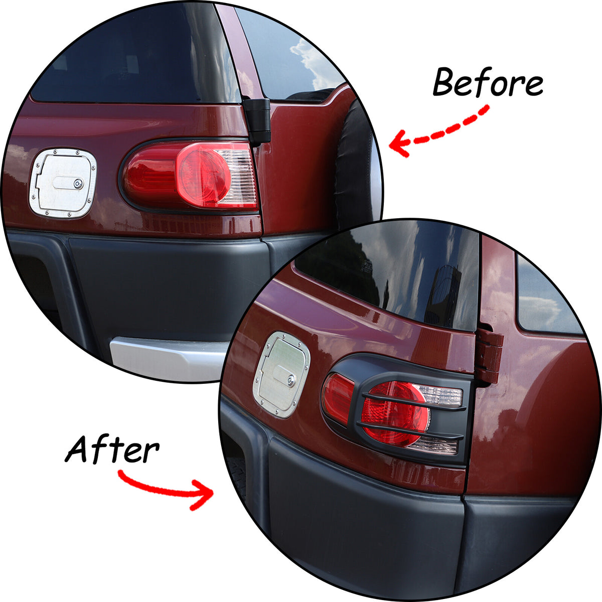 For 2007-2021Toyota FJ Cruiser Rear Tail Light Lamp Cover Trim Matte Black 2PCS 8