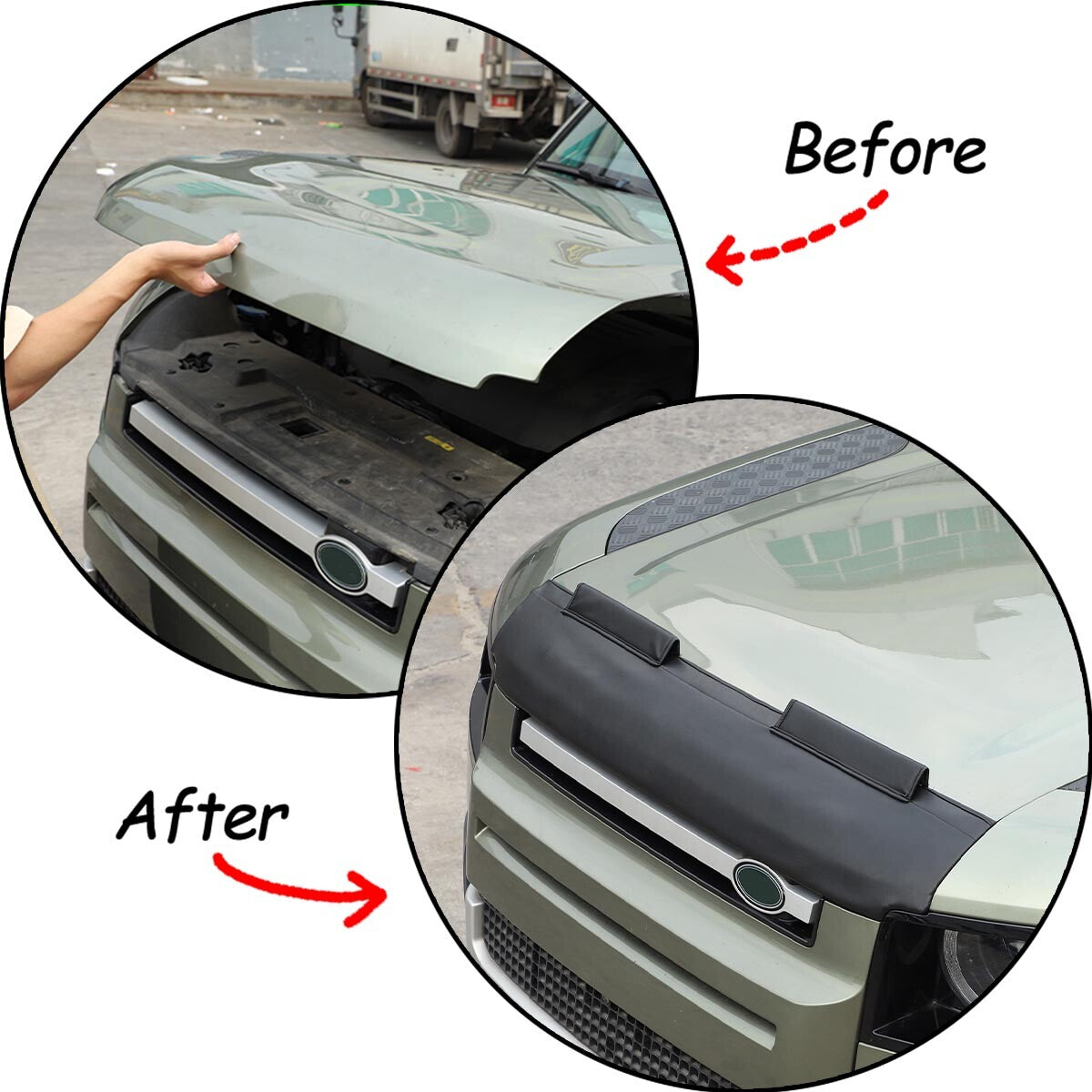 Black Car Bonnet Hood Bra Protector Mask Cover For Land Rover Defender 2020-2023 12