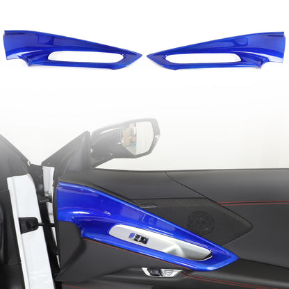Blue Real Carbon Fiber Interior Door Panel Trim Cover For Corvette C8 2020-2026 21