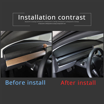 For Tesla Model 3 Y 2016-2023 Dashboard Cover Real Carbon Fiber Panel Trim Cover 3