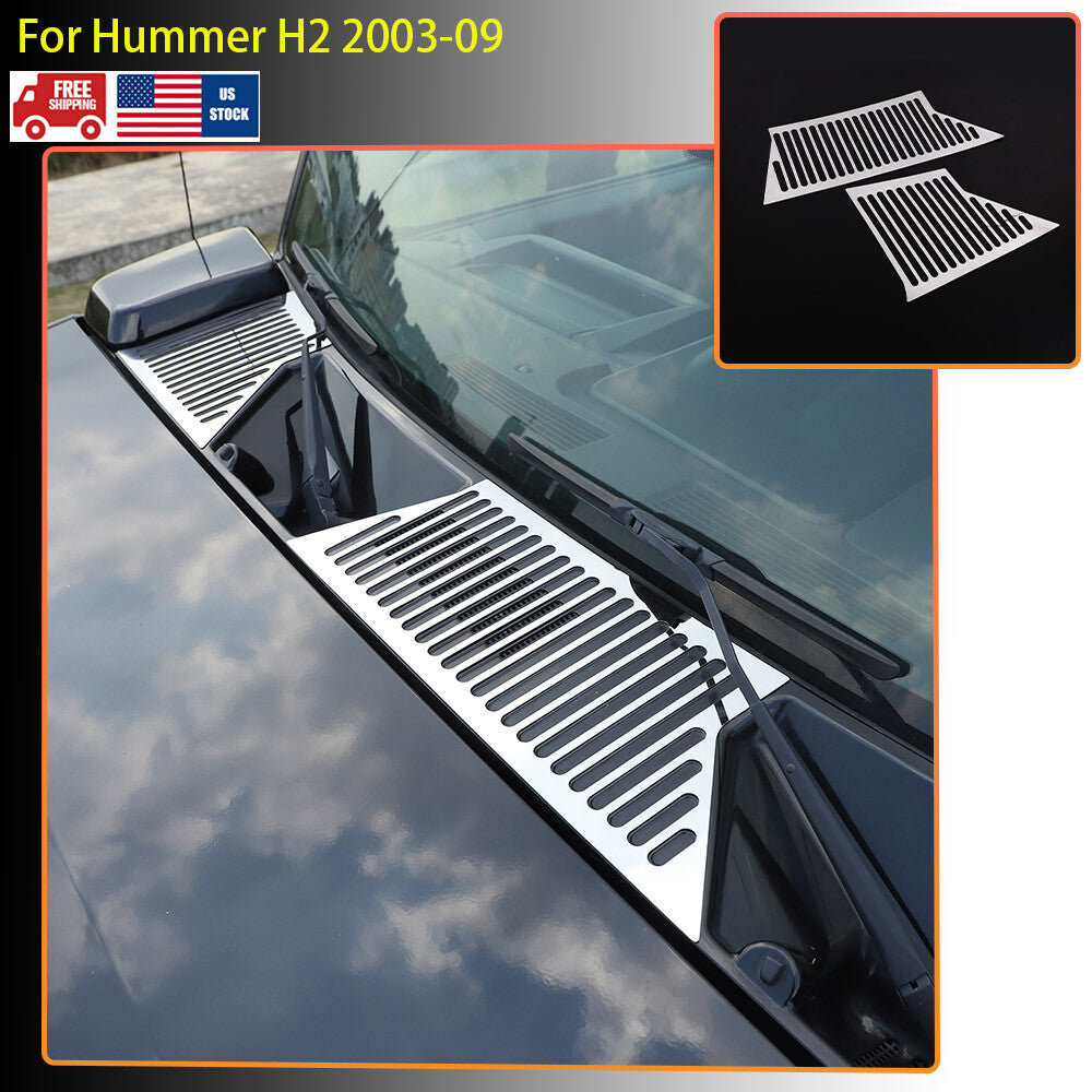 For Hummer H2 03-09 Hood Bonnet Air vent Outlet Panel Steel Cover Trim Chrome 1