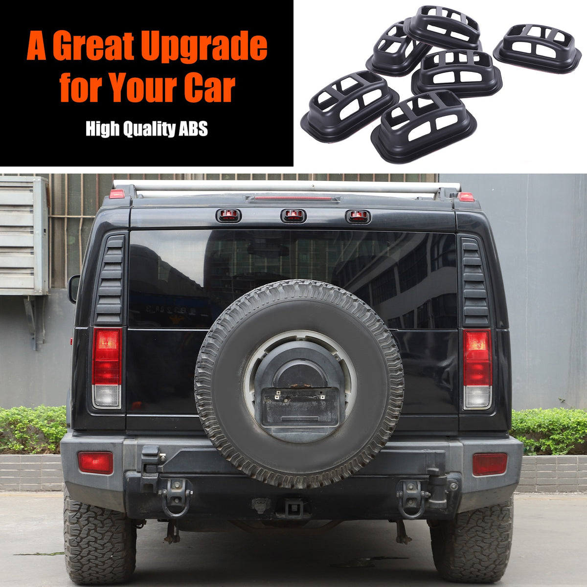 Matte Black ABS Roof Light Cover For Hummer H2 2003-2009 12