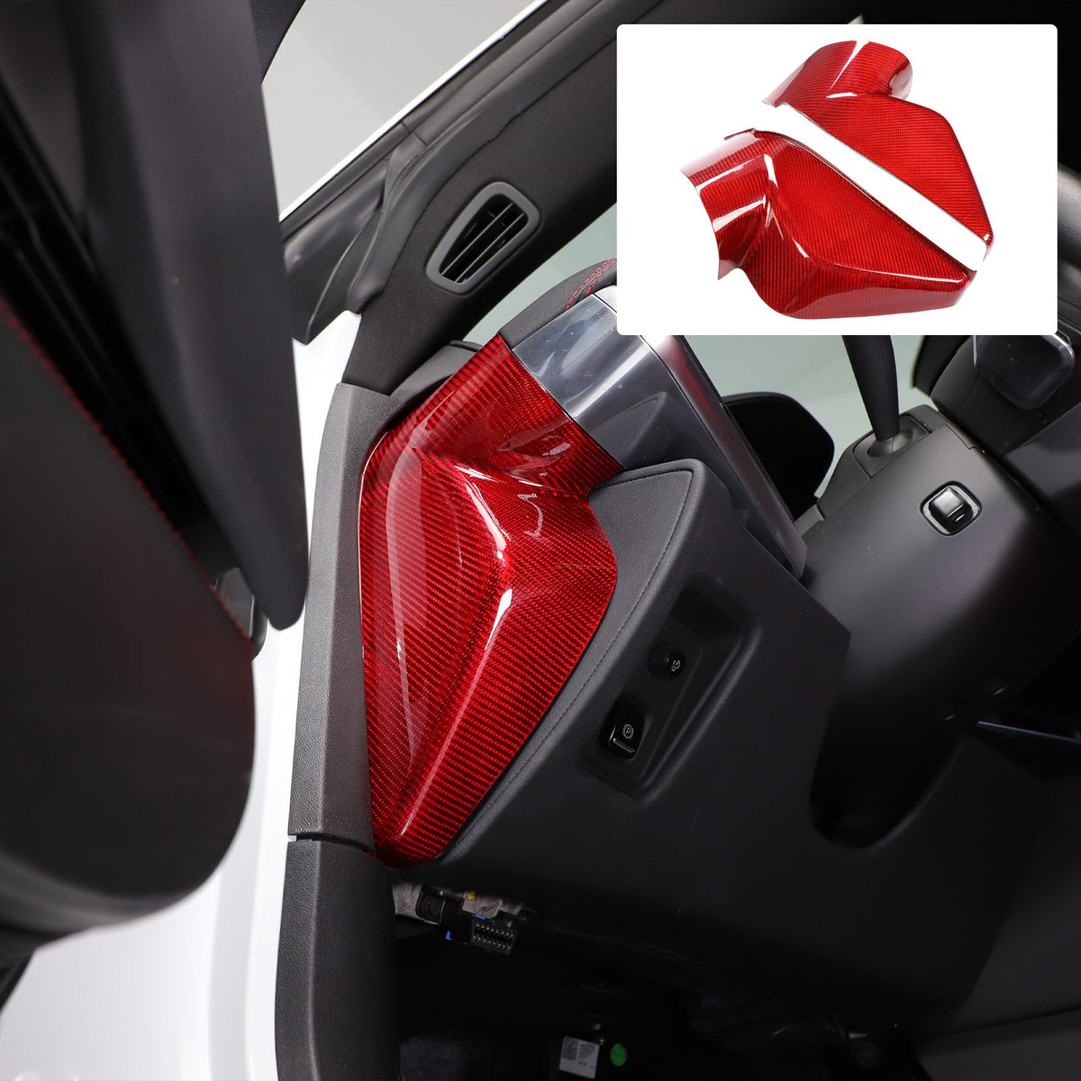 Red Real Carbon Fiber Dashboard Side Trim ForCorvette C8 Stingray Z06 Z51 2020+ 8
