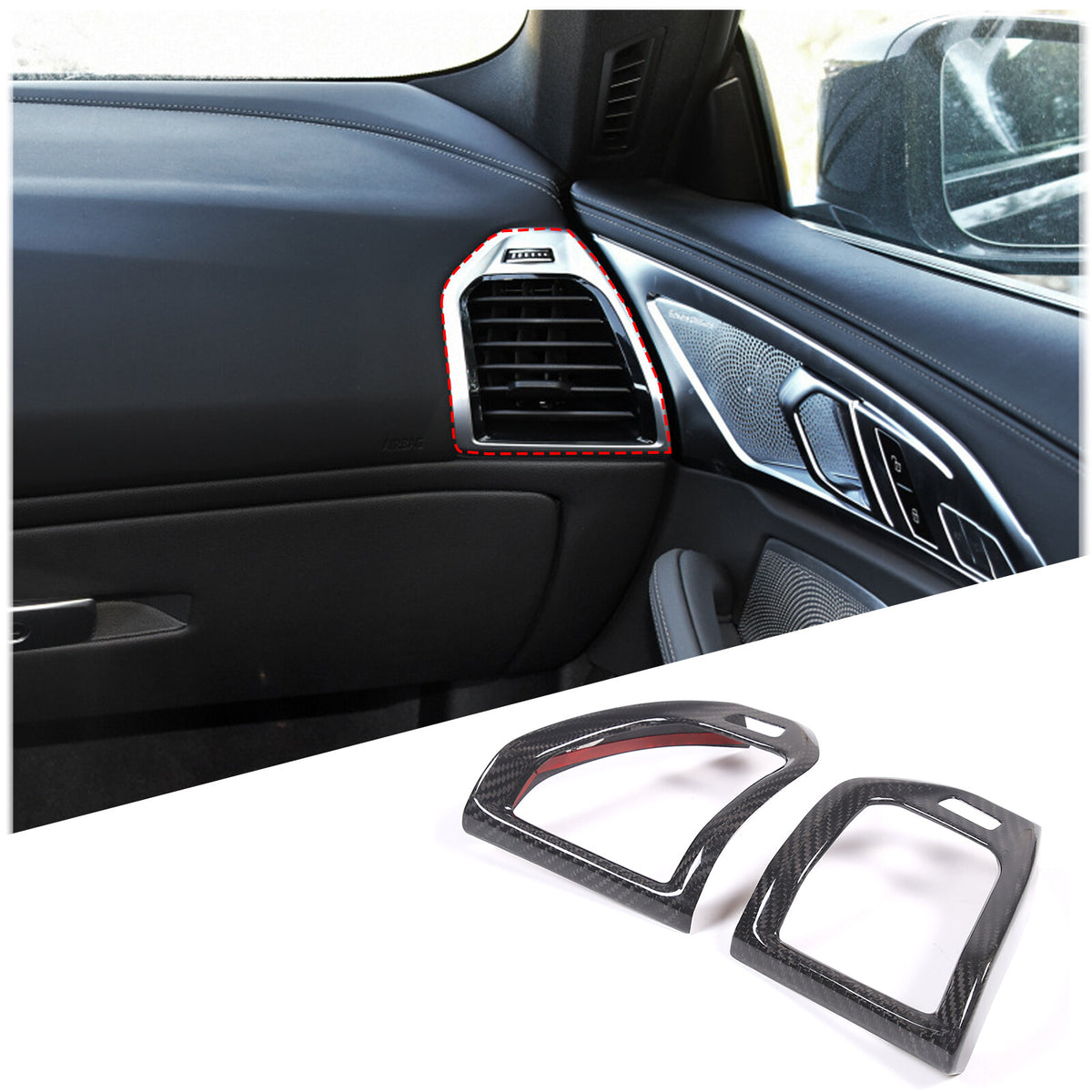 Real Carbon Fiber Dashboard Side Air Vent Cover Trim For BMW 8 Series 2019-2022 8