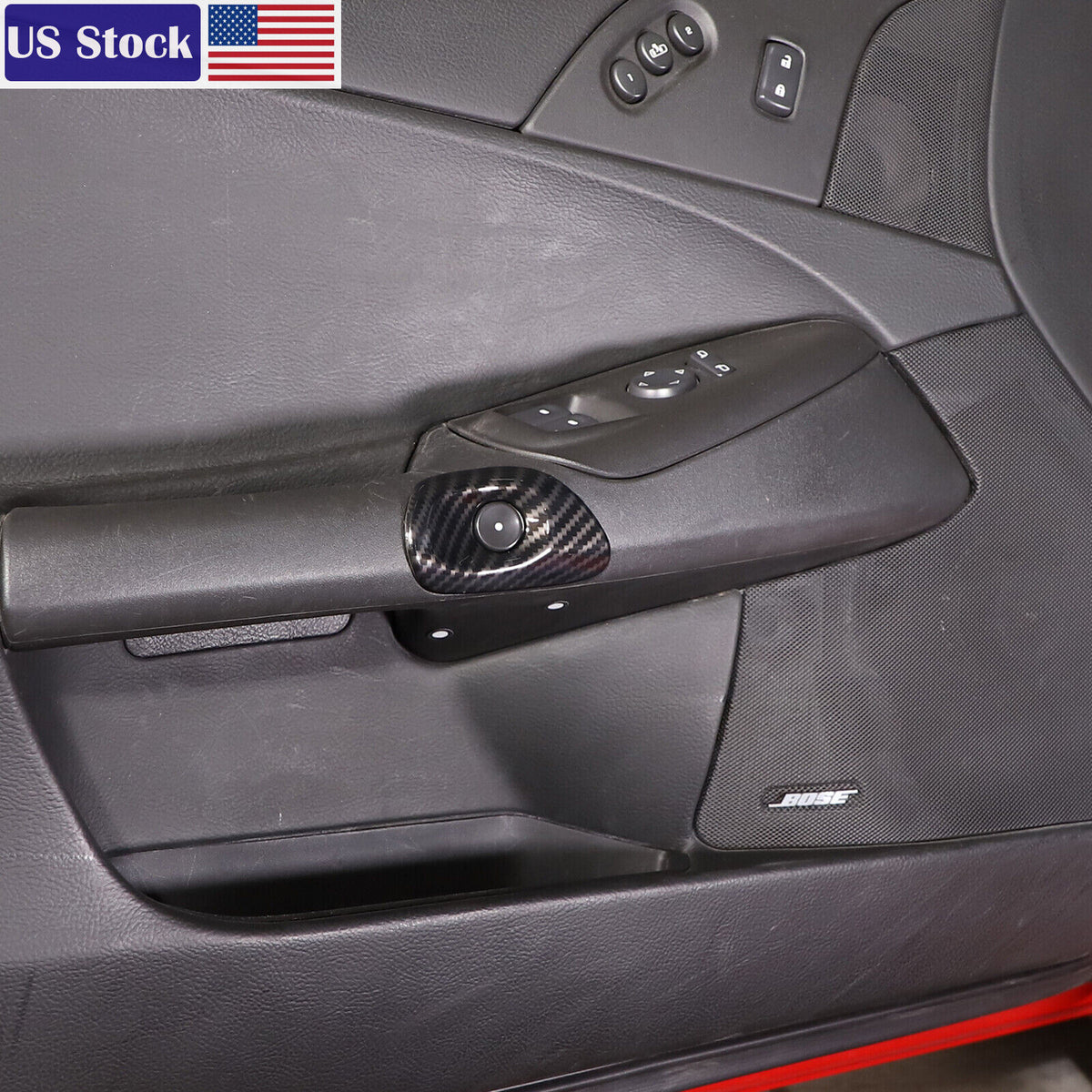 Carbon Fiber ABS Door Window Lift Button Trim Frame Set For Corvette C6 05-13 US 15
