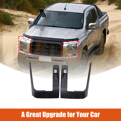 ABS Carbon Fiber Headlight Eyebrow Eyelid Cover Trim For Mitsubishi L200 2024-25 1