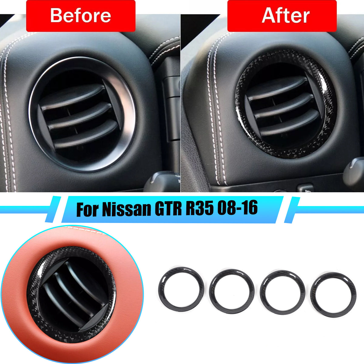 Real Dry Carbon Fiber Center Console Trim Set For Nissan GTR R35 2008-2016 US 3