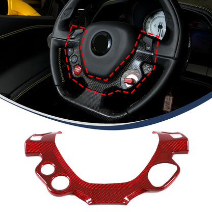 Red Real Dry Carbon Fiber Steering Wheel Button Trim For Ferrari 458 2011-2016 3