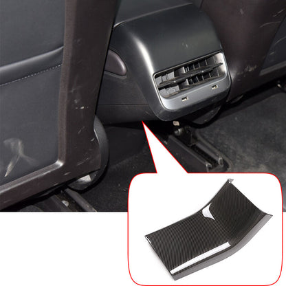 For Tesla Model 3 17-21 Matte Carbon Fiber Rear Air Outlet Anti-Kick Panel Trim 1
