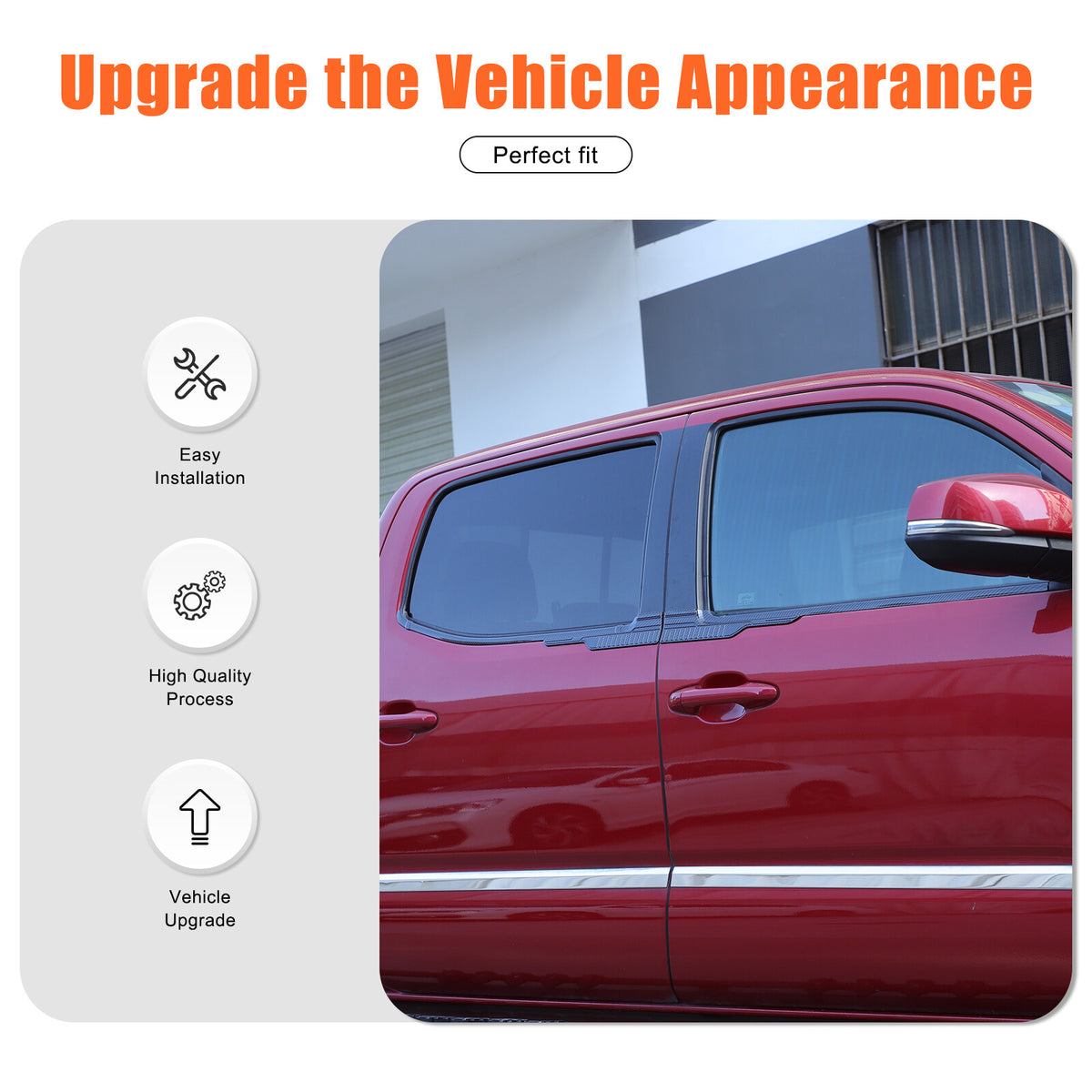 ABS Carbon Exterior Window Bottom Sill Trim Strip For Toyota Tacoma 2015-2022 US 7