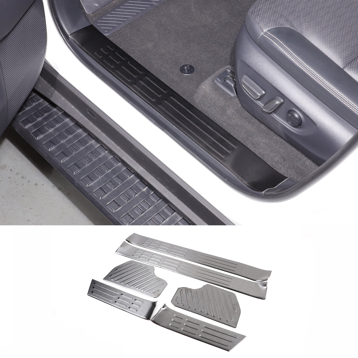 Black Interior Door Sill Guard Protector Cover For Toyota Land Cruiser LC250 US 4
