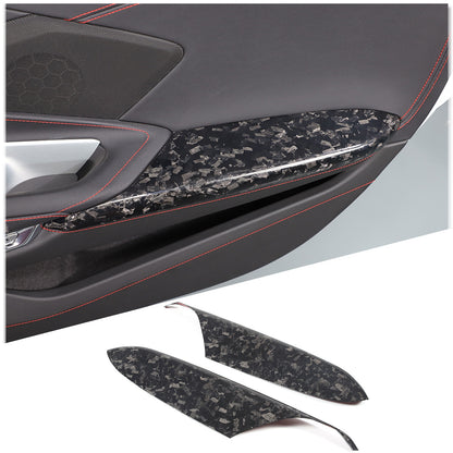 Forged Real Carbon Fiber Door Armrest Trim Panel Cover For Corvette C8 2020-2026 2