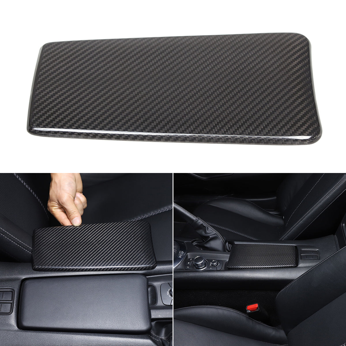 Real Carbon Fiber Armrest Console Box Cover Trim For Mazda MX-5 Miata 16-24 US 3