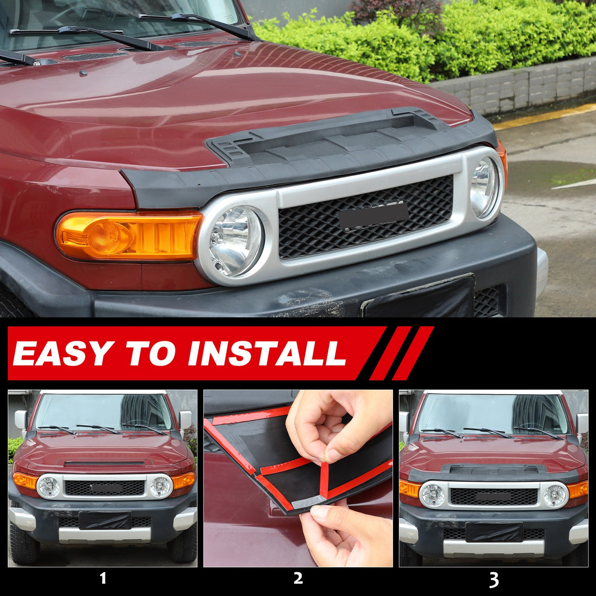 TPE Bonnet Hood Bra Stone Guard Deflectors For Toyota FJ Cruiser 2007-2021 US 5