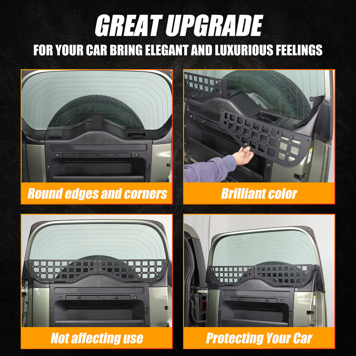 Alloy Tailgate Window Storage Fence Molle Panel Rack For LR Defender L663 2020+ 6
