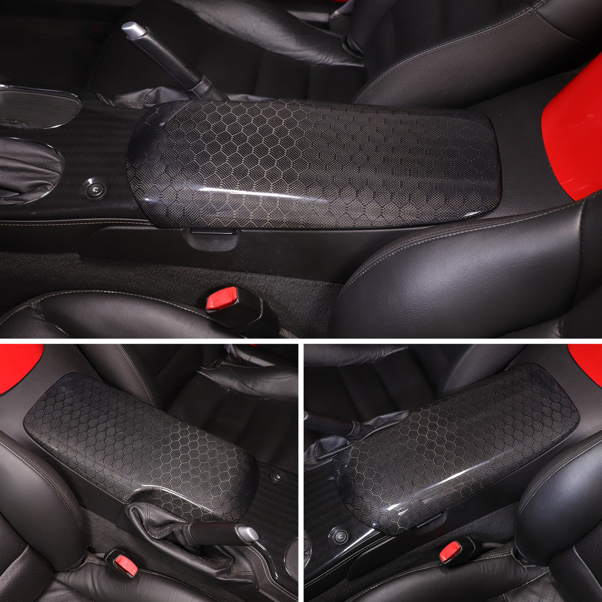 Honeycomb Carbon Fiber Center Console Armrest Box Cover For Corvette C6 2005-13 19