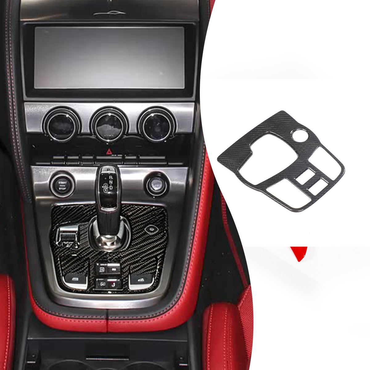 Real Carbon Fiber Center Gear Trim For Jaguar F‑TYPE Convertible X152 2013+ 8