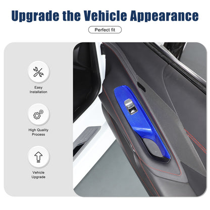 Blue Real Carbon Fiber Window Lift Switch Trim For Corvette C8 Coupe 20+ US 5