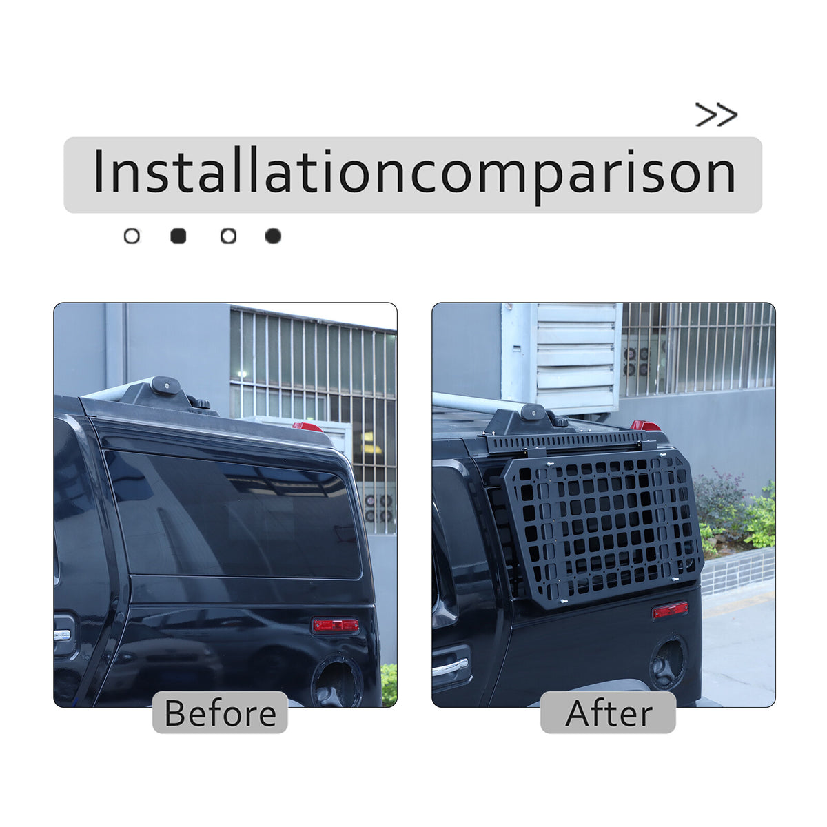 Alloy Rear Roof Climbing Ladder Rack Window Molle Panel For Hummer H2 2003-09 47
