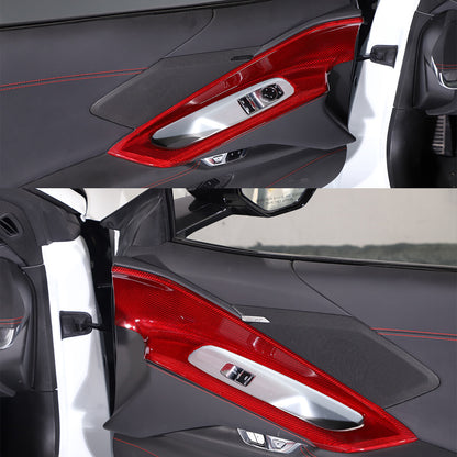 Red Interior Carbon Fiber Trim For C8 CORVETTE Stingray Door Panel Button Frame 2