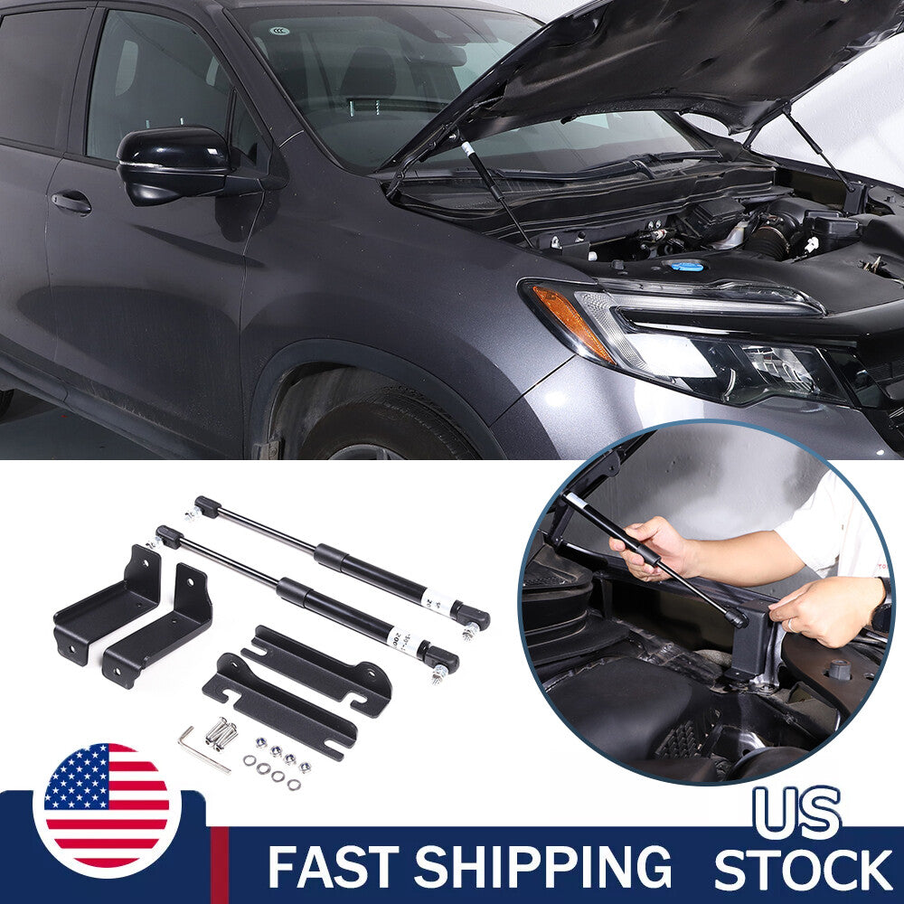 Black Steel Front Hood Lift Support Corner Cover Trim For Honda Pilot 2016-22 US 1