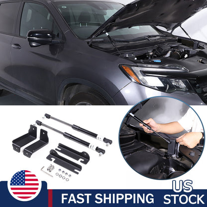 Black Steel Front Hood Lift Support Corner Cover Trim For Honda Pilot 2016-22 US 1
