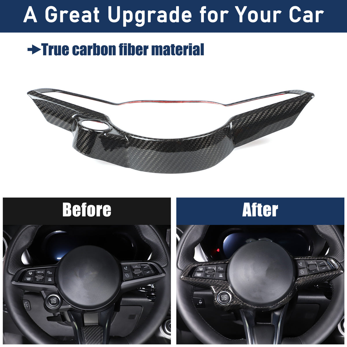 Real Carbon Fiber Steering Wheel Cover Trim for Alfa Romeo Tonale 2023-2024 US 7