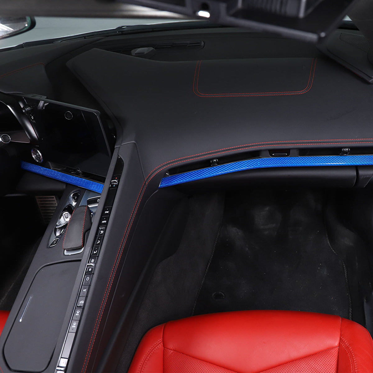 Blue Real Carbon Fiber Full Interior Set Decor Trim Kit for Corvette C8 20-25 - Variants 6-10 71