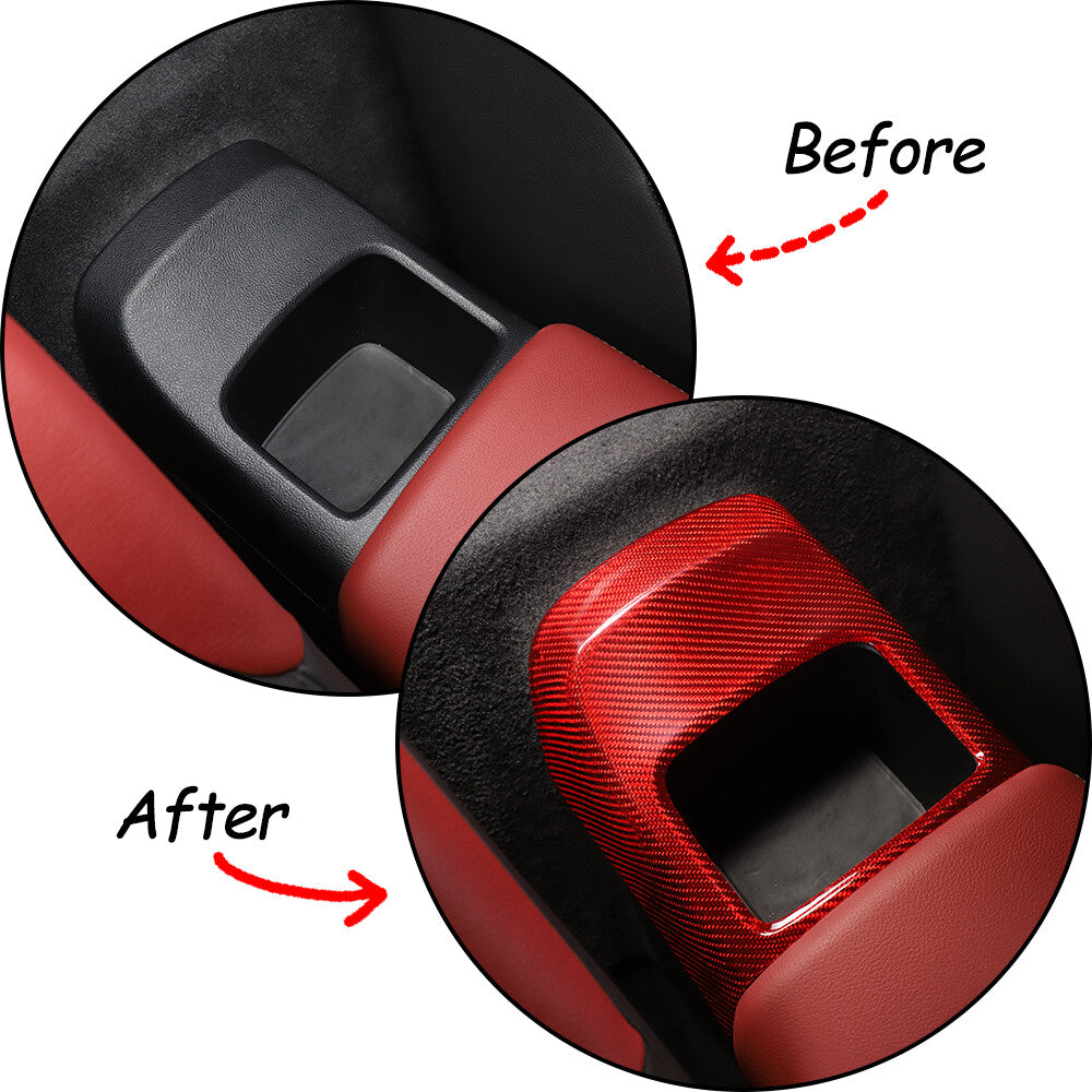 Red Carbon fiber Rear storage compartment cover trim For Toyota Supra A90 19-24 7