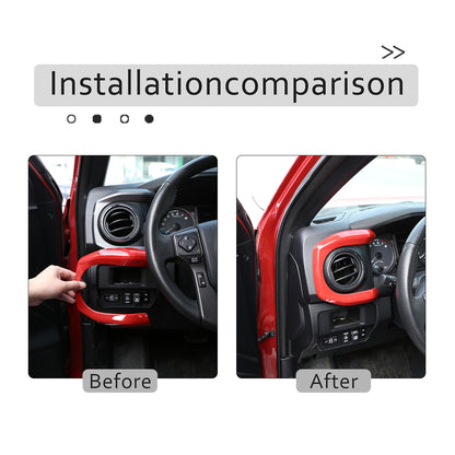 Red ABS Central Control Dashboard Decorative Cover For Toyota Tacoma 2016-2023 9