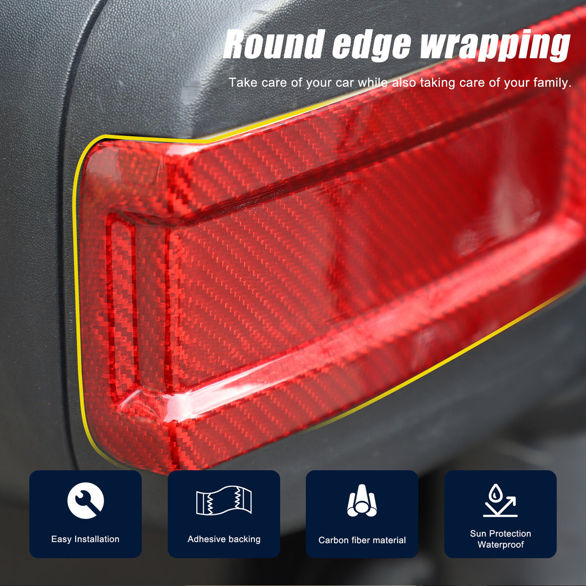 Red Real Carbon Fiber Exterior Rearview Mirror Groove Trim for Hummer H2 2003-09 10