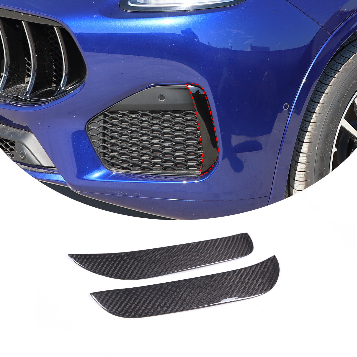 Real Carbon Fiber Front Fog Light Trim Strip Cover For Maserati Grecale 2022-23 1