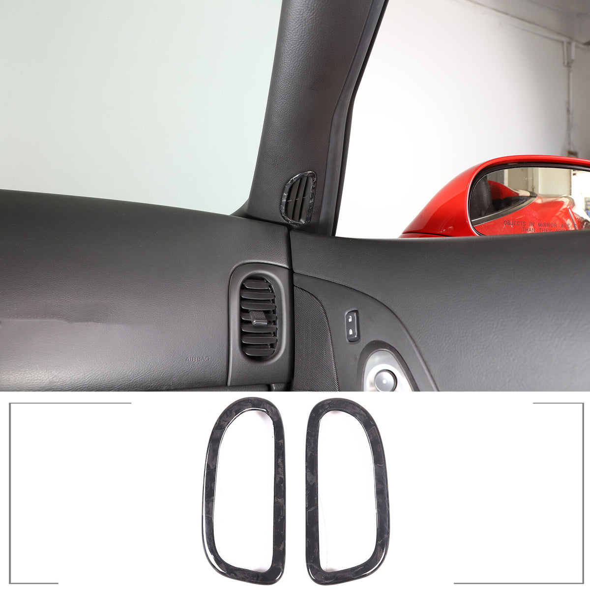 Forged Carbon Fiber Interior A-pillar Speaker Frame Trim For Corvette C6 2005-13 3