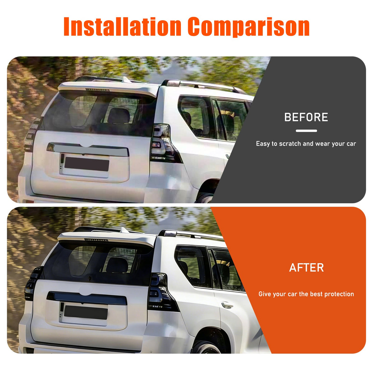 Smoked Black Tail Light Lamp Cover Trim For Toyota Land Cruiser Prado 2018-22 12