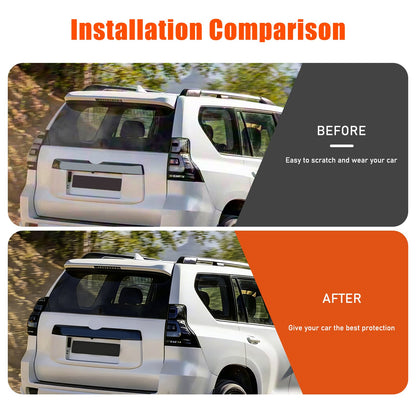 Smoked Black Tail Light Lamp Cover Trim For Toyota Land Cruiser Prado 2018-22 12