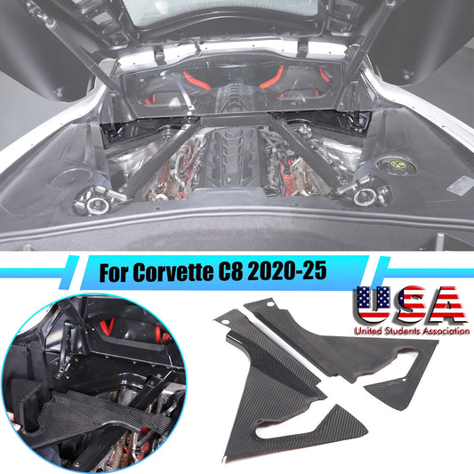 For 20+ Corvette C8 CARBON FIBER Engine Bay Trim Appearance Corner Vent Cover US 1